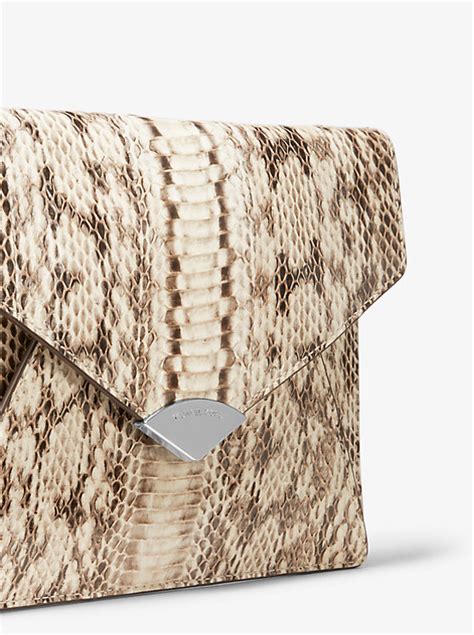 Barbara Snakeskin Envelope Clutch 